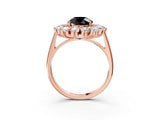 Rose gold Fancy Black Round Cut Diamond Floral Double Halo Engagement Ring with Prong Setting_27