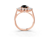 Rose gold Fancy Black Round Cut Diamond Floral Double Halo Engagement Ring with Prong Setting_63