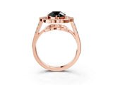 Rose gold Fancy Black Round Cut Diamond Floral Halo Split Shank Prong Setting Ring_3
