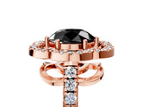 Rose gold Fancy Black Round Cut Diamond Floral Halo Split Shank Prong Setting Ring_5