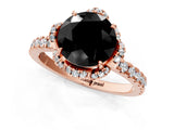 Rose gold Fancy Black Round Cut Diamond Halo Pave Band with Four-Prong Setting_4