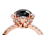 Rose gold Fancy Black Round Cut Diamond Halo Pave Band with Four-Prong Setting_7