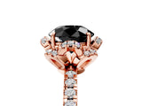 Rose gold Fancy Black Round Cut Diamond Halo Pave Band with Four-Prong Setting_8