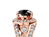 Rose gold Fancy Black Round Cut Diamond Halo Ring with Split Shank and Bezel Accents and Four-Prong Setting_5