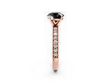 Rose gold Fancy Black Round Cut Diamond Milgrain Pavé Engagement Ring with Four-Prong Setting_2