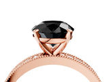 Rose gold Fancy Black Round Cut Diamond Milgrain Pavé Engagement Ring with Four-Prong Setting_4