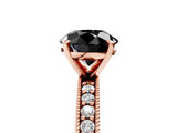 Rose gold Fancy Black Round Cut Diamond Milgrain Pavé Engagement Ring with Four-Prong Setting_5