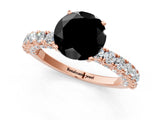 Rose gold Fancy Black Round Cut Diamond Pavé Band Solitaire Ring with Prong Setting_13