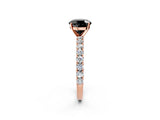 Rose gold Fancy Black Round Cut Diamond Pavé Band Solitaire Ring with Prong Setting_14