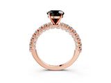 Rose gold Fancy Black Round Cut Diamond Pavé Band Solitaire Ring with Prong Setting_15