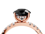 Rose gold Fancy Black Round Cut Diamond Pave Band Solitaire Ring with Four-Prong Setting_16