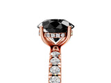 Rose gold Fancy Black Round Cut Diamond Pave Band Solitaire Ring with Four-Prong Setting_17
