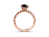 Rose gold Fancy Black Round Cut Diamond Prong Set Engagement Ring with Pave Band_3