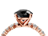 Rose gold Fancy Black Round Cut Diamond Prong Set Engagement Ring with Pave Band_4