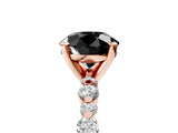 Rose gold Fancy Black Round Cut Diamond Prong Set Engagement Ring with Pave Band_5