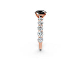 Rose gold Fancy Black Round Cut Diamond Prong Setting with Side Stones on a Pave Band_2