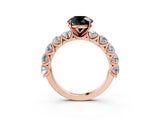 Rose gold Fancy Black Round Cut Diamond Prong Setting with Side Stones on a Pave Band_3