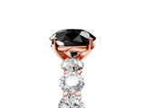 Rose gold Fancy Black Round Cut Diamond Prong Setting with Side Stones on a Pave Band_5