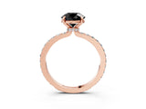 Rose gold Fancy Black Round Cut Diamond Ring with Pavé Band and Four-Prong Setting_3
