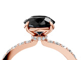 Rose gold Fancy Black Round Cut Diamond Ring with Pavé Band and Four-Prong Setting_4