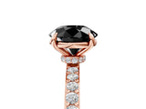 Rose gold Fancy Black Round Cut Diamond Ring with Pavé Band and Four-Prong Setting_5