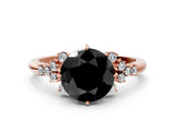 Rose gold Fancy Black Round Cut Diamond Ring with Side Stones and Four-Prong Setting_36