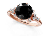 Rose gold Fancy Black Round Cut Diamond Ring with Side Stones and Four-Prong Setting_37