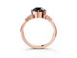 Rose gold Fancy Black Round Cut Diamond Ring with Side Stones and Four-Prong Setting_39