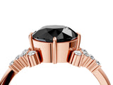 Rose gold Fancy Black Round Cut Diamond Ring with Side Stones and Four-Prong Setting_40