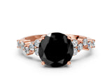Rose gold Fancy Black Round Cut Diamond Scattered Round Accent Ring with Prong Setting_12