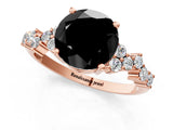 Rose gold Fancy Black Round Cut Diamond Scattered Round Accent Ring with Prong Setting_13