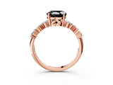 Rose gold Fancy Black Round Cut Diamond Scattered Round Accent Ring with Prong Setting_15