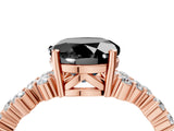 Rose gold Fancy Black Round Cut Diamond Scattered Round Accent Ring with Prong Setting_16
