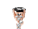 Rose gold Fancy Black Round Cut Diamond Scattered Round Accent Ring with Prong Setting_17