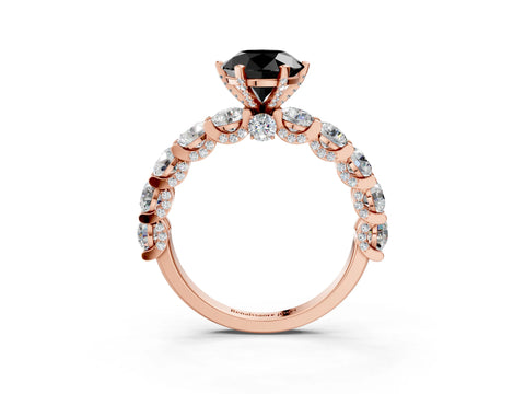 Rose gold Fancy Black Round Cut Diamond Side Stone Engagement Ring with Four-Prong Setting_39