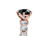Rose gold Fancy Black Round Cut Diamond Side Stone Engagement Ring with Four-Prong Setting_41