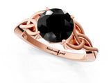 Rose gold Fancy Black Round Cut Diamond Solitaire Engagement Ring with Celtic Knot Band and Four-Prong Setting_1
