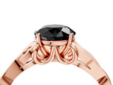 Rose gold Fancy Black Round Cut Diamond Solitaire Engagement Ring with Celtic Knot Band and Four-Prong Setting_4