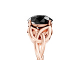 Rose gold Fancy Black Round Cut Diamond Solitaire Engagement Ring with Celtic Knot Band and Four-Prong Setting_5