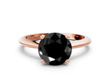 Rose gold Fancy Black Round Cut Diamond Solitaire Engagement Ring with Classic Band and Four-Prong Setting_12
