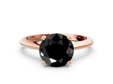Rose gold Fancy Black Round Cut Diamond Solitaire Engagement Ring with Classic Band and Four-Prong Setting_24
