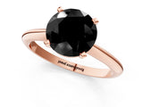 Rose gold Fancy Black Round Cut Diamond Solitaire Engagement Ring with Classic Band and Four-Prong Setting_25