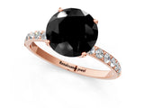 Rose gold Fancy Black Round Cut Diamond Solitaire Engagement Ring with Pavé Band and Prong Setting_1