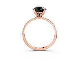 Rose gold Fancy Black Round Cut Diamond Solitaire Engagement Ring with Pavé Band and Prong Setting_3