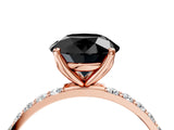 Rose gold Fancy Black Round Cut Diamond Solitaire Engagement Ring with Pavé Band and Prong Setting_4