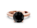 Rose gold Fancy Black Round Cut Diamond Solitaire Engagement Ring with Round Band and Four-Prong Setting_144