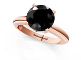 Rose gold Fancy Black Round Cut Diamond Solitaire Engagement Ring with Round Band and Four-Prong Setting_145
