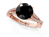 Rose gold Fancy Black Round Cut Diamond Solitaire Engagement Ring with Twisted Pavé Band and Four-Prong Setting_25