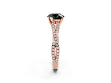 Rose gold Fancy Black Round Cut Diamond Solitaire Engagement Ring with Twisted Pavé Band and Four-Prong Setting_26