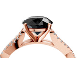 Rose gold Fancy Black Round Cut Diamond Solitaire Engagement Ring with Twisted Pavé Band and Four-Prong Setting_28